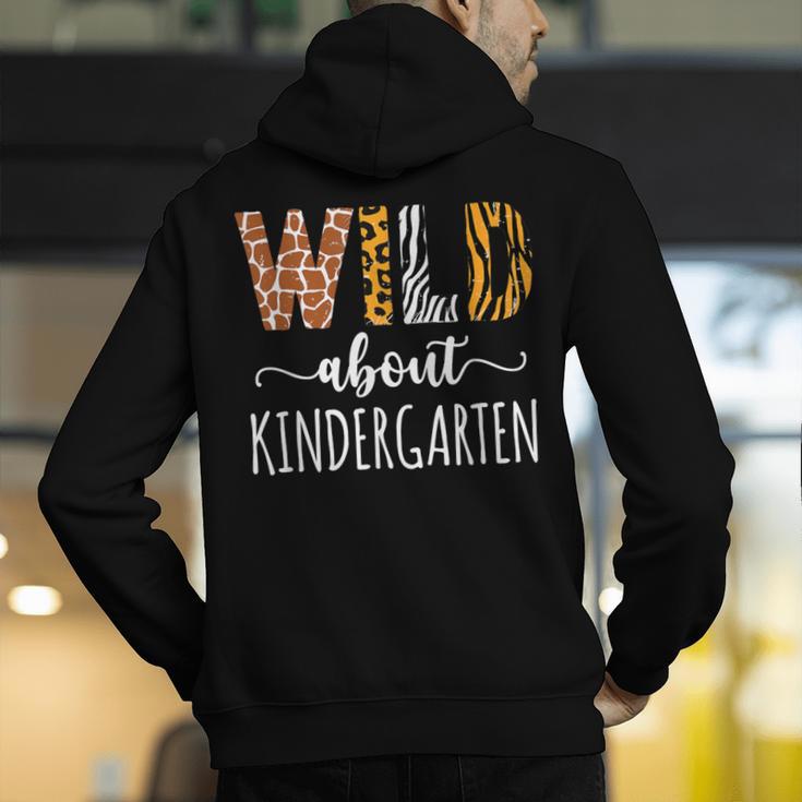 Wild About Kindergarten Teacher Leopard Print Men's Hoodie Back Print, funny gift