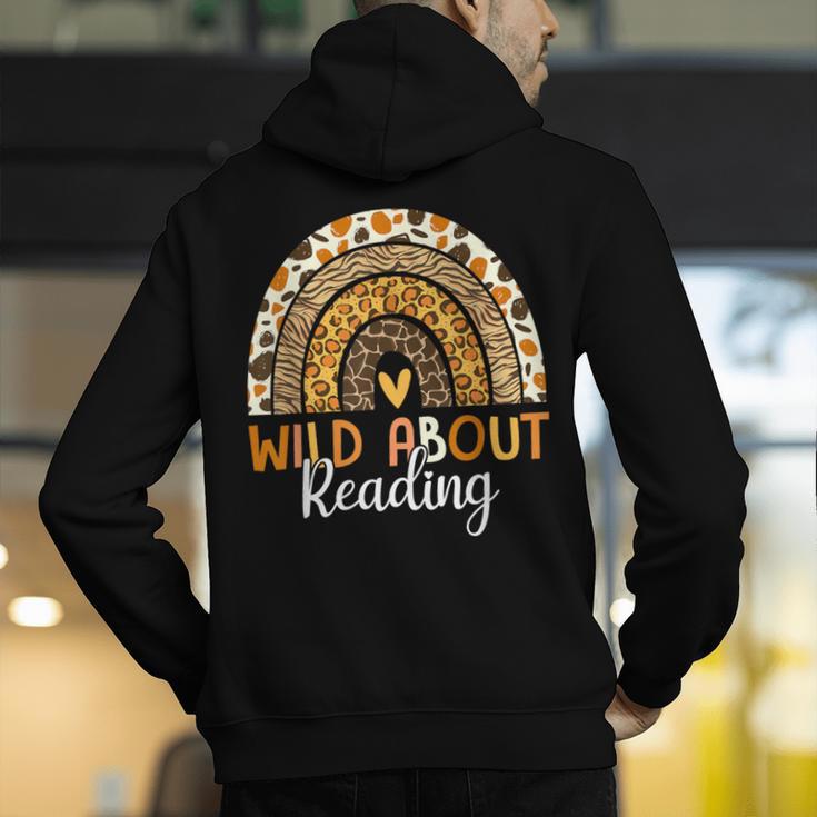 Wild About Reading Teacher Back To School Leopard Rainbow Men's Hoodie Back Print, funny gift Wild About Reading Teacher Back To School Leopard Rainbow Men's Hoodie Back Print, funny gift