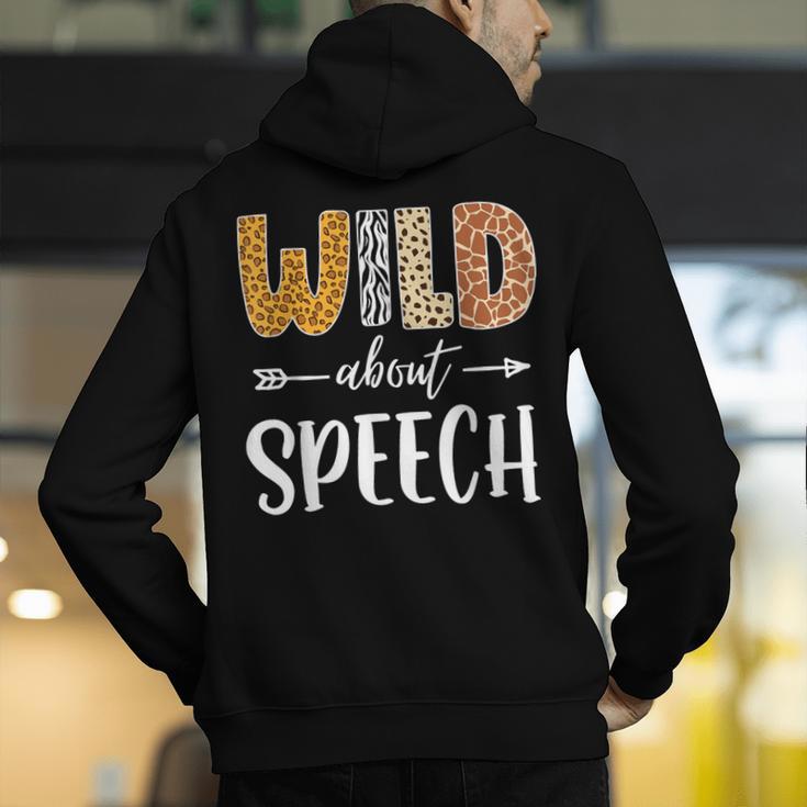 Wild About Speech SLP Leopard Teacher Back To School Kids Men's Hoodie Back Print, funny gift