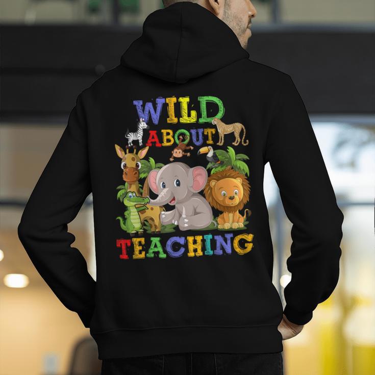Wild About Teaching Safari Jungle School Teacher Men's Hoodie Back Print, funny gift Wild About Teaching Safari Jungle School Teacher Men's Hoodie Back Print, funny gift