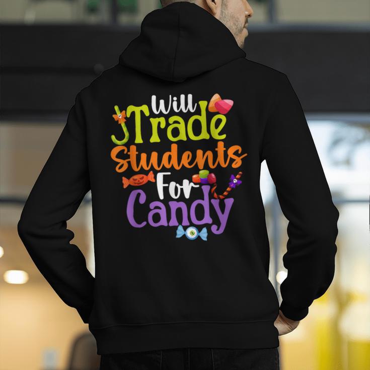 Will Trade Students For Candy Teacher Halloween Costume Men's Hoodie Back Print, funny gift