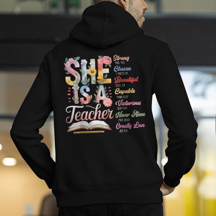 Women Bible Verse Christian Teacher God Says Back To School Men's Hoodie Back Print, funny gift