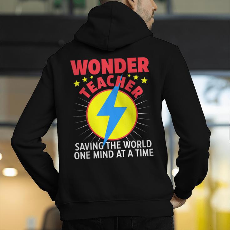 Wonder Teacher Costume Shirt Teacher Halloween Costume Men Women Men's Hoodie Back Print, funny gift
