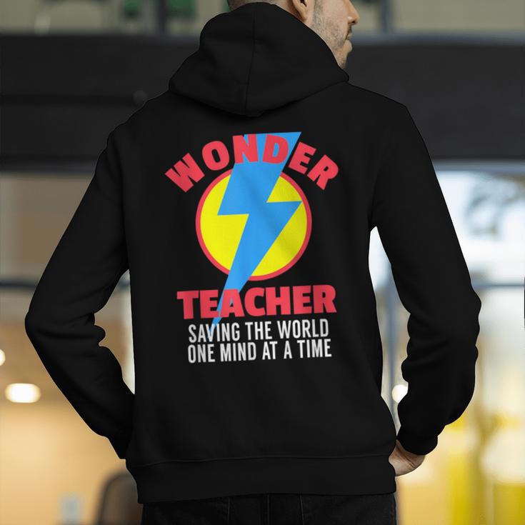 Wonder Teacher Costume Shirt Teacher Halloween Costume Tee Men's Hoodie Back Print, funny gift