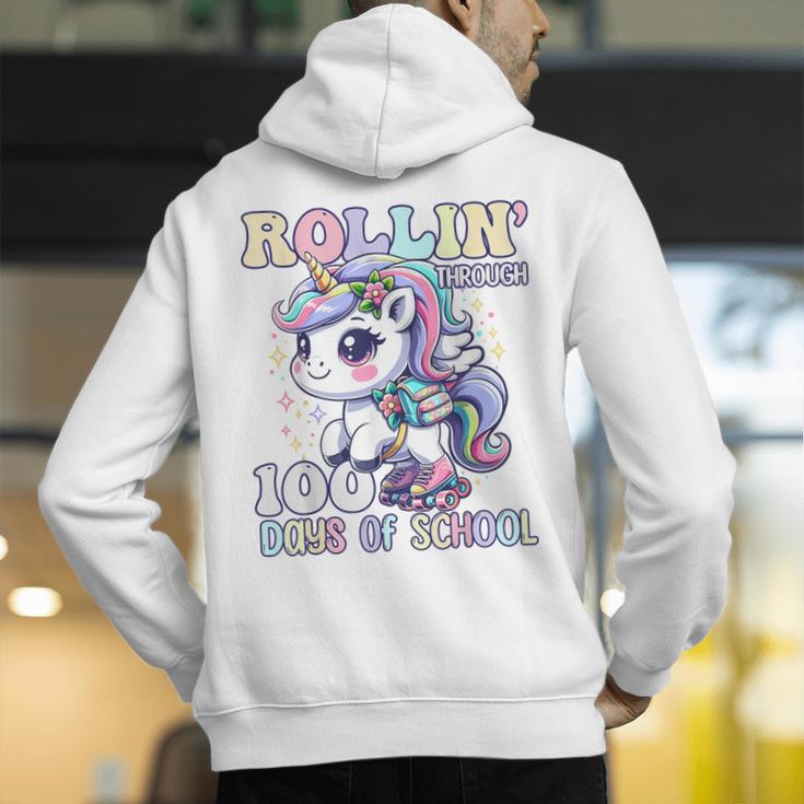 100 Days Of School Girls Teacher 100th Day Unicorn Outfit Men's Hoodie Back Print, funny gift