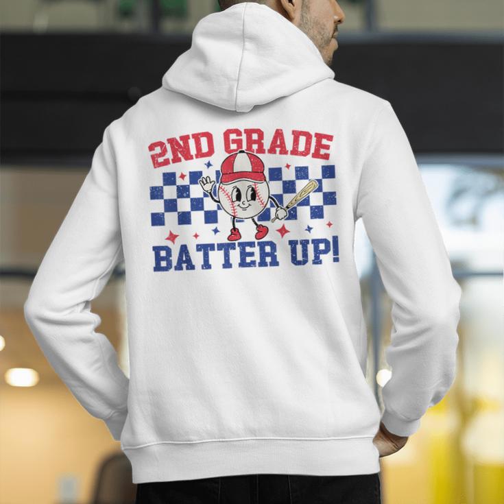 2nd Grade Batter Up Back To School Baseball Teacher Kids Men's Hoodie Back Print, 2nd Grade Teacher Hoodies, funny gift