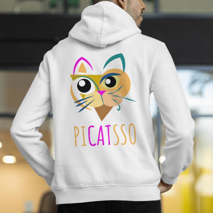 Abstract Cat Art Picatsso Shirt For Art Teachers Men's Hoodie Back Print, funny gift