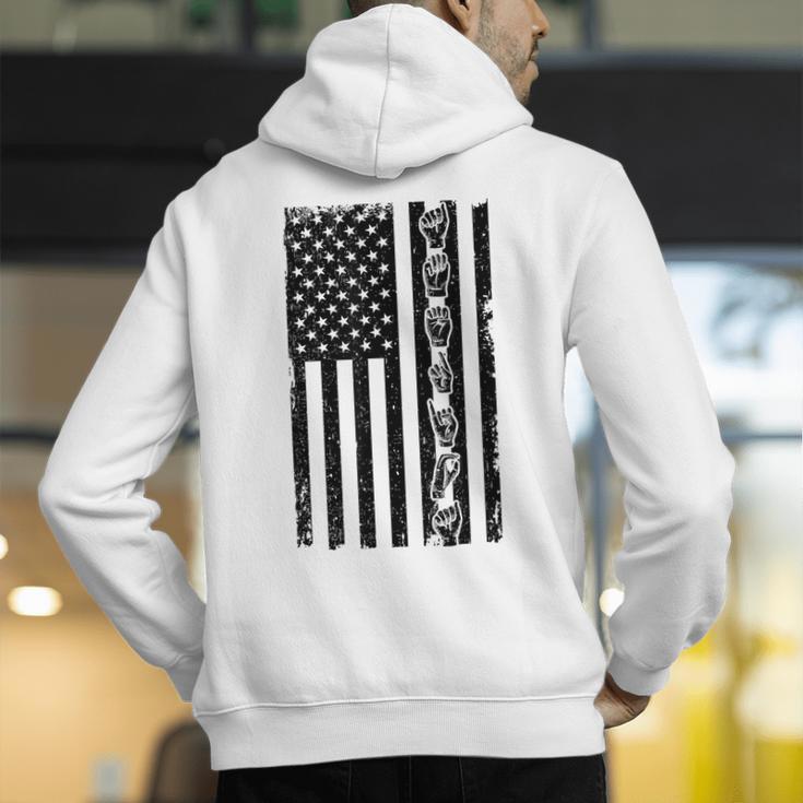 ASL Flag Sign Language Deaf ASL Teacher For Men Women Men's Hoodie Back Print, funny gift