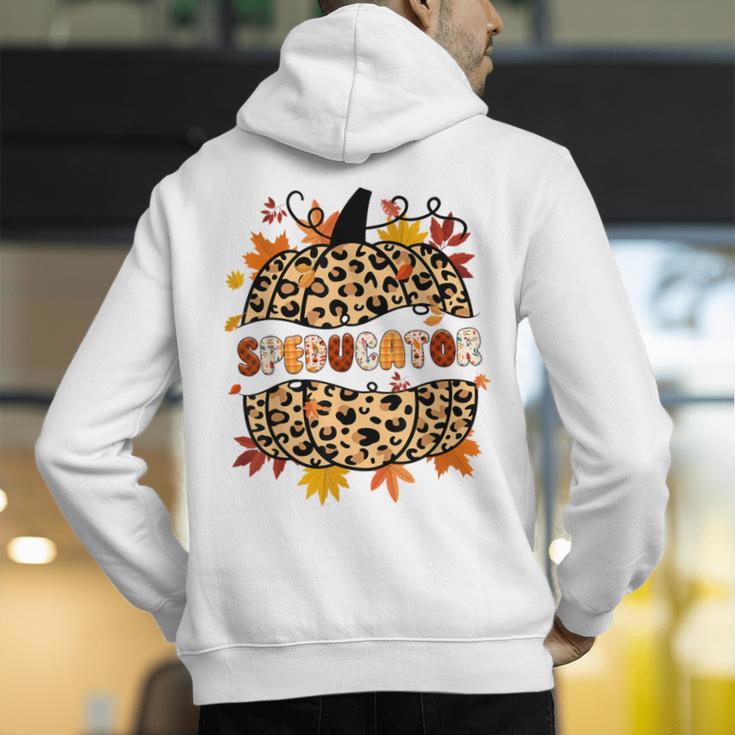 Autumn Fall SPED ED Teacher Thankful Grateful Pumpkin Retro Men's Hoodie Back Print, funny gift