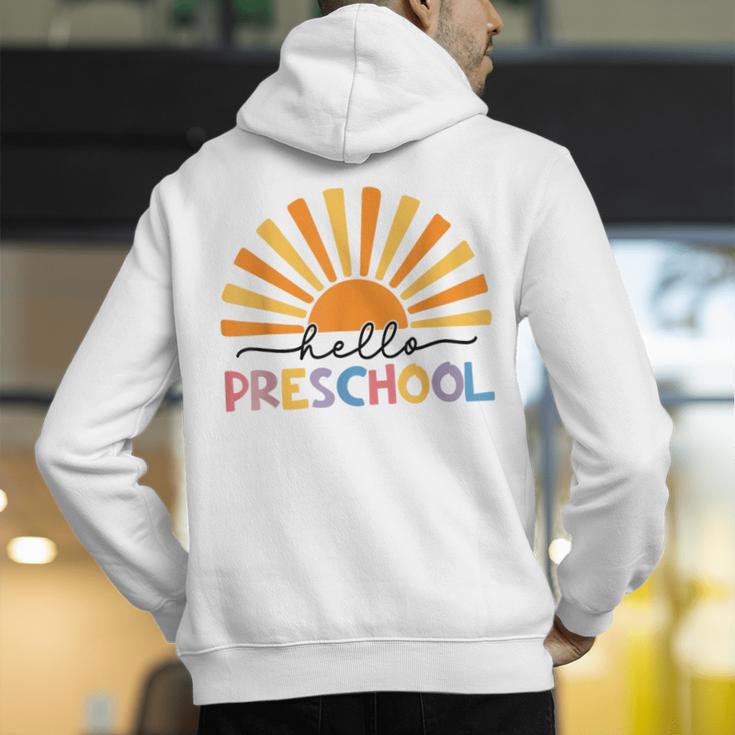 Back To School Hello Preschool For Kids Teacher Women Men's Hoodie Back Print, funny gift