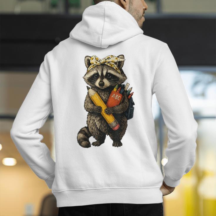 Back To School Raccoon Teachers Student Kids Men's Hoodie Back Print, funny gift