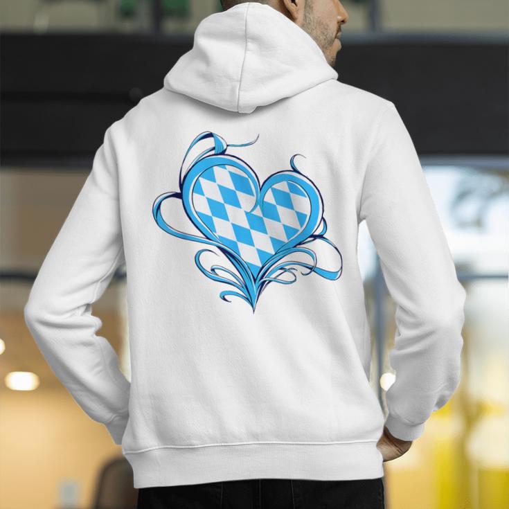 Bavarian Flag As Heart Blue Diamond Bavaria Men's Hoodie Back Print, funny gift
