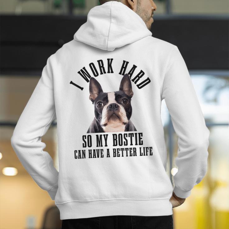 Bostie Mama Dog Dad Boston Terrier For Men Women Men's Hoodie Back Print, Boston Terrier Dad Hoodies, funny gift