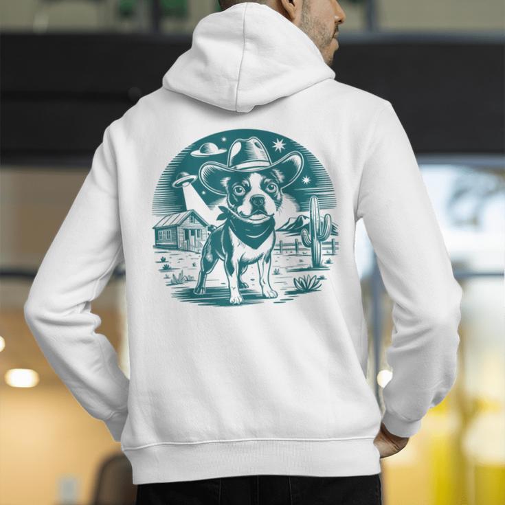 Boston Terrier Cowboy UFO Shirt Vintage Western Dog Mom Tee Men's Hoodie Back Print, Boston Terrier Mom Hoodies, funny gift