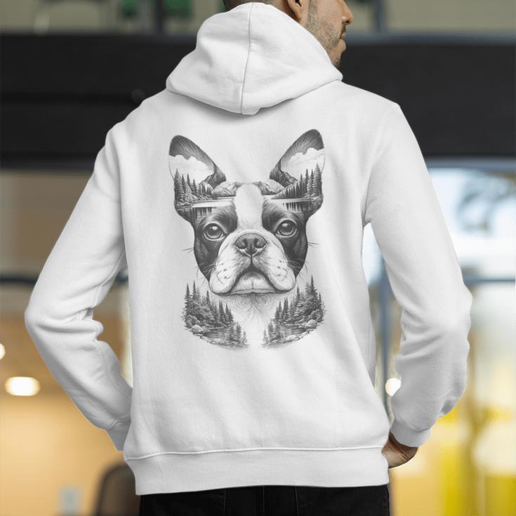 Boston Terrier Dog Bostie Nature Memorial Idea Men Women Men's Hoodie Back Print, funny gift