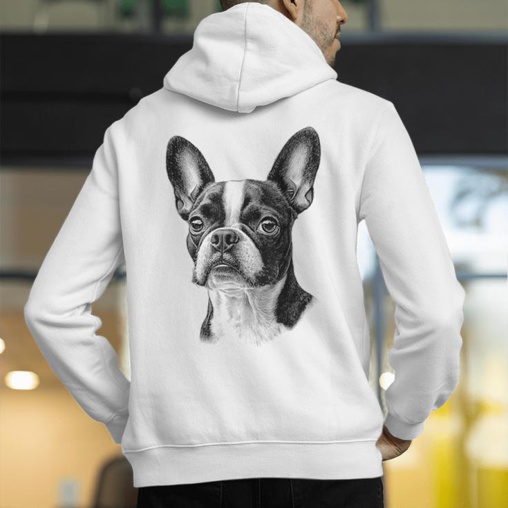 Boston Terrier Dog Motif Pet Illustration Boston Terrier For Men Women Kids Men's Hoodie Back Print, funny gift