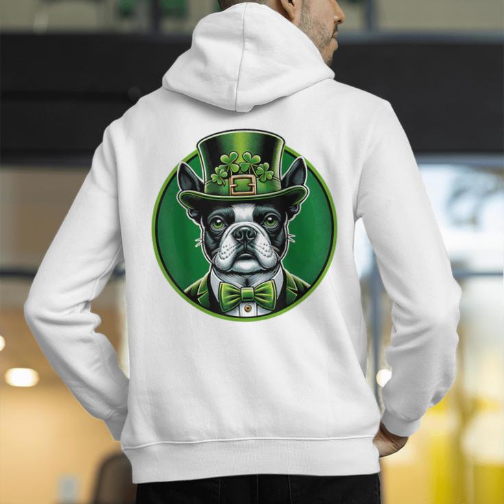 Boston Terrier Dog St Patricks Day Irish Pet Lover Men Women Kids Men's Hoodie Back Print, funny gift