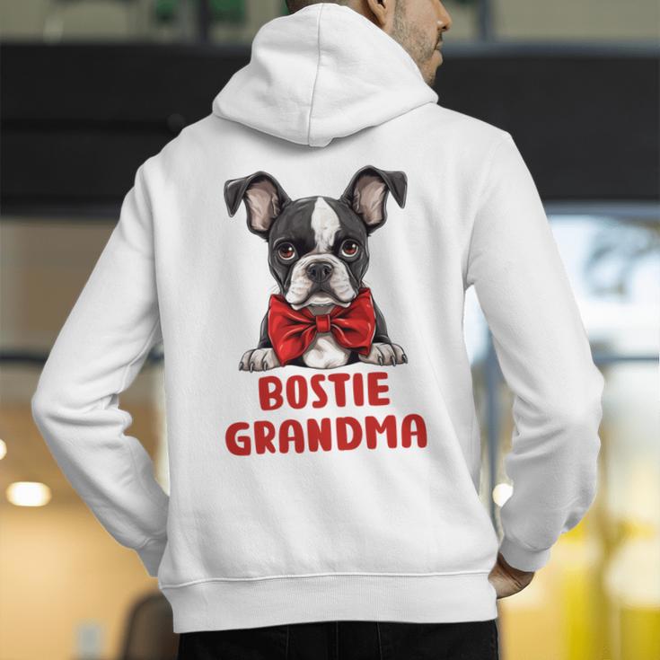 Boston Terrier Grandma Dog Lovers Puppy Bostie Owner Men's Hoodie Back Print, funny gift