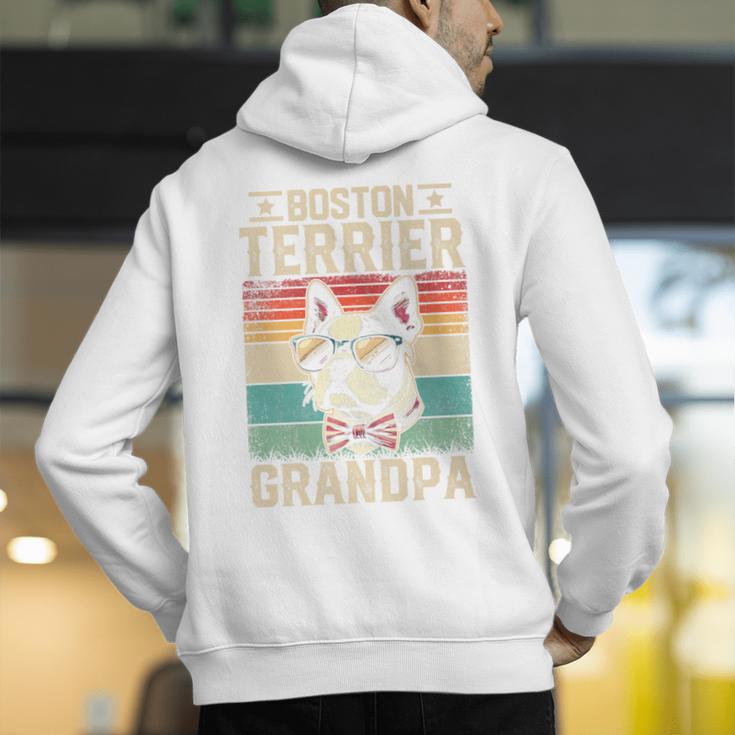 Boston Terrier Grandpa Dog Lover Father's Day Premium Men's Hoodie Back Print, funny gift