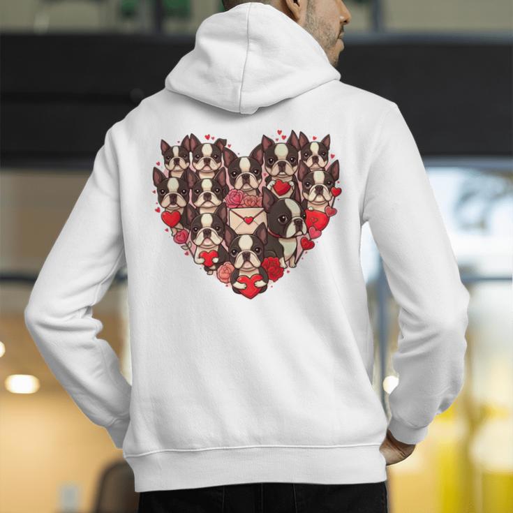 Boston Terrier Heart Valentine Boston Terrier Men's Hoodie Back Print, funny gift