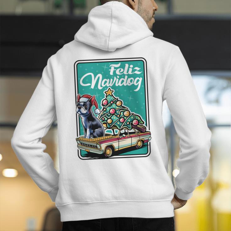 Boston Terrier Merry Christmas Tree Truck Dog X-Mas Men's Hoodie Back Print, Boston Terrier Christmas Hoodies, funny gift
