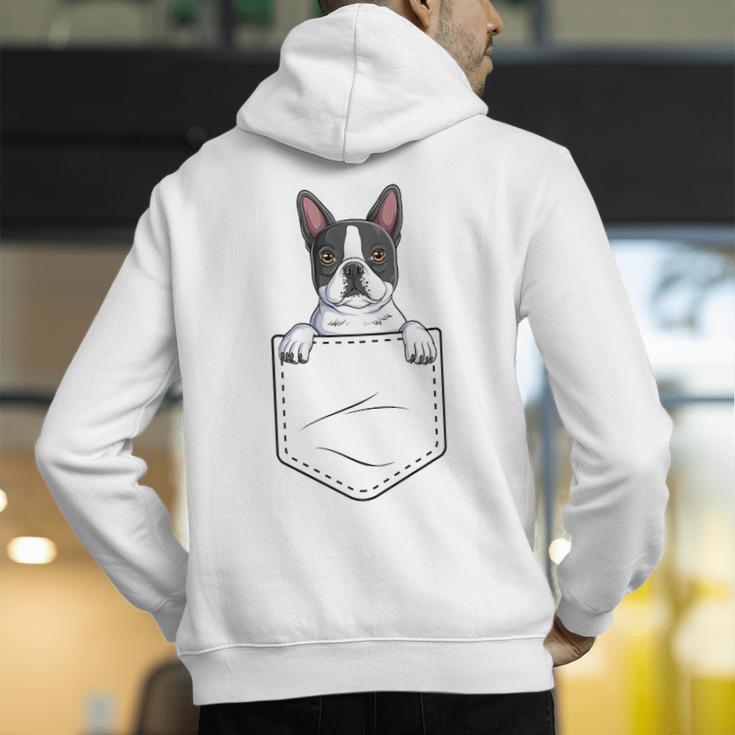 Boston Terrier In The Pocket Cute Boston Terrier Dog Lovers Men Women Girls Kids Men's Hoodie Back Print, funny gift
