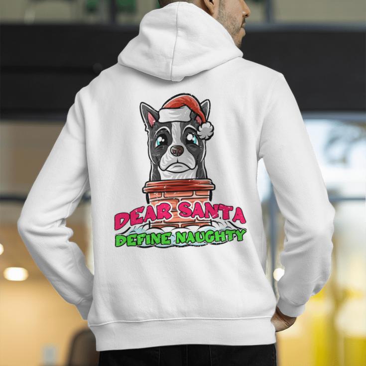 Boston Terrier Santa Claus Christmas Dog Men's Hoodie Back Print, Boston Terrier Christmas Hoodies, funny gift