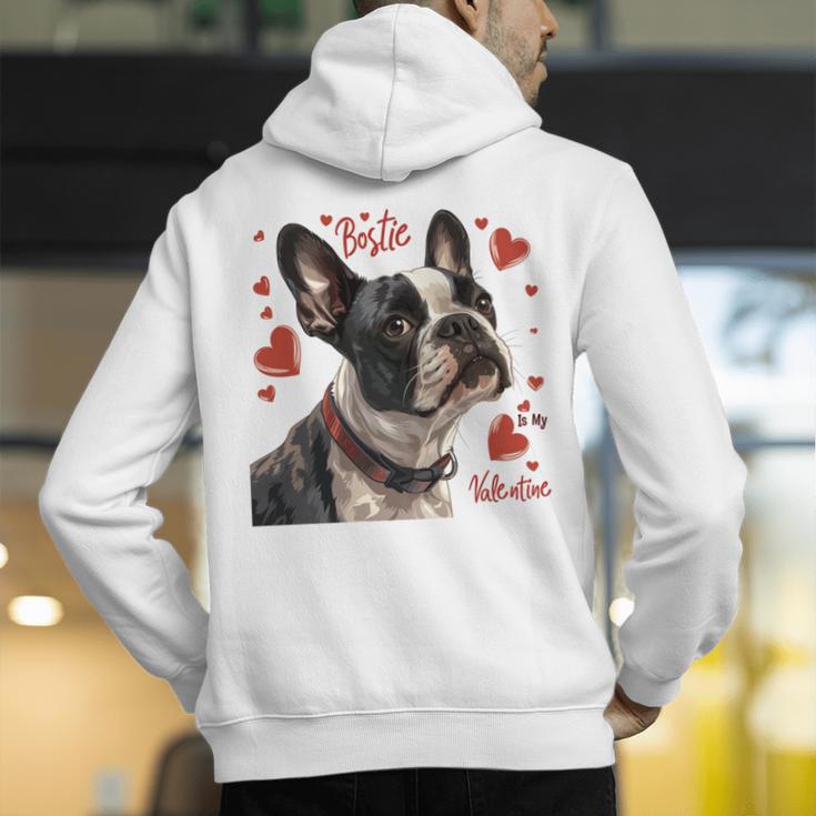 Boston Terrier Is My Valentine Cute Pet Dog Owner Valentine Men's Hoodie Back Print, funny gift