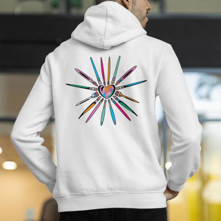 Cool Brush Heart Shape Art Teacher Paint For Artist Painter Men's Hoodie Back Print, funny gift Cool Brush Heart Shape Art Teacher Paint For Artist Painter Men's Hoodie Back Print, funny gift