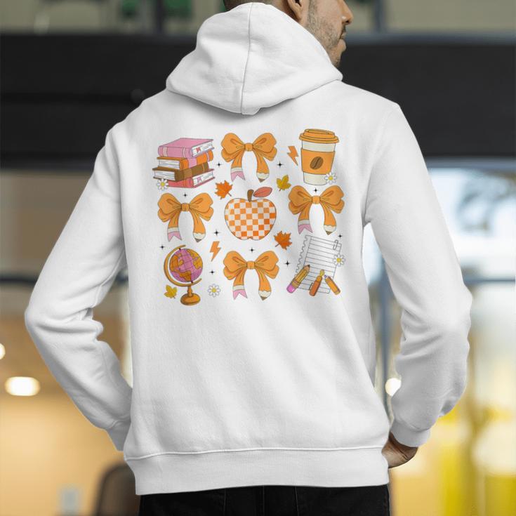 Coquette Bow Teacher Thanksgiving Fall Autumn Girls Women Men's Hoodie Back Print, funny gift