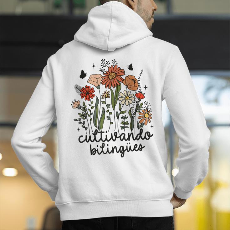 Cultivando Bilingues Dual Language Crew Bilingual Teacher Men Women Girls Kids Men's Hoodie Back Print, funny gift