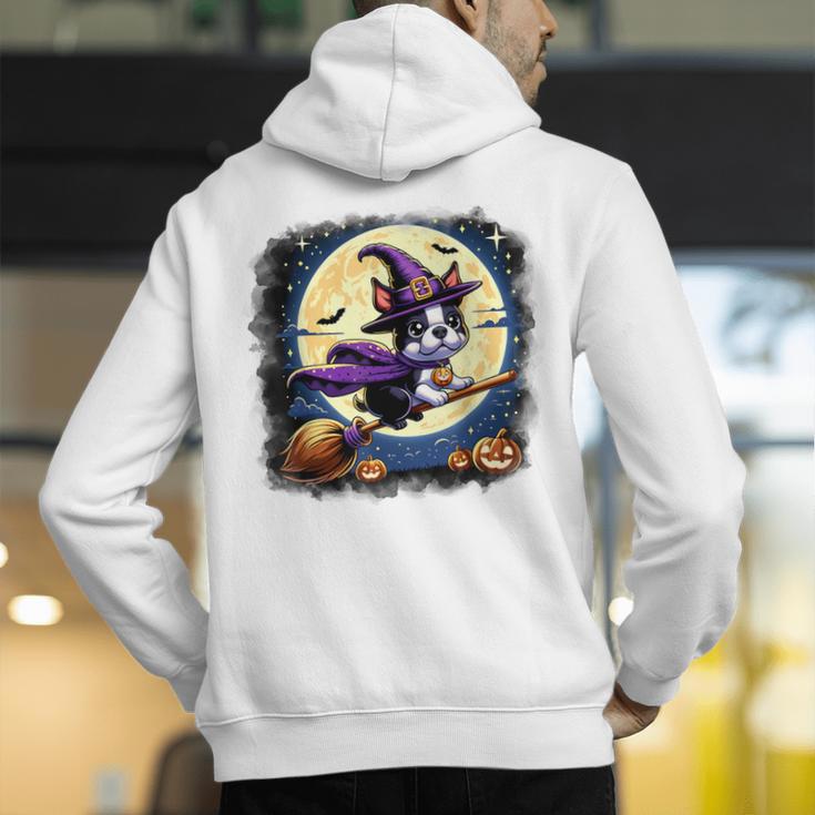 Cute Boston Terrier Halloween Costume Dog Lover Women Girls Men's Hoodie Back Print, Boston Terrier Halloween Hoodies, funny gift