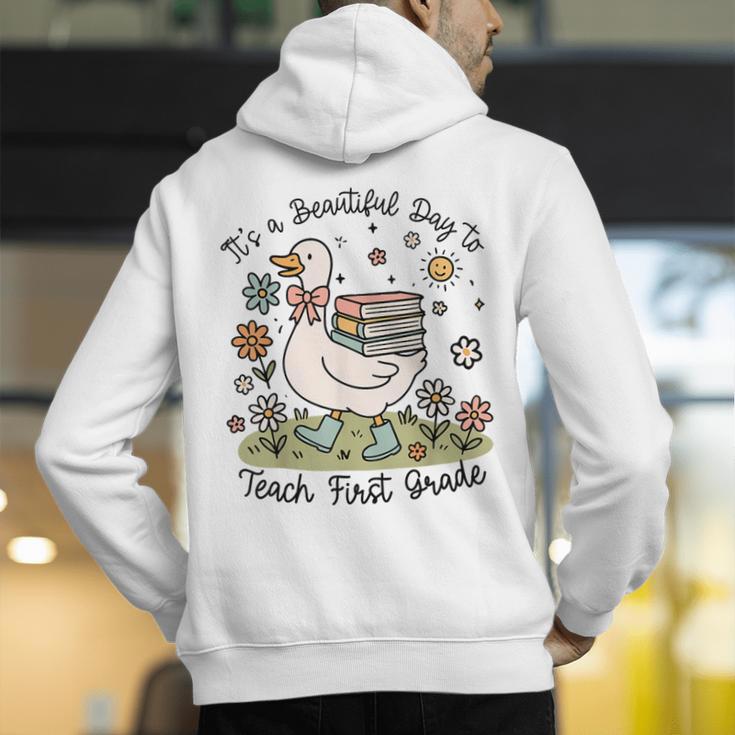 Cute Goose It's A Beautiful Day To Teach 1st Grade Teacher Men's Hoodie Back Print, funny gift Cute Goose It's A Beautiful Day To Teach 1st Grade Teacher Men's Hoodie Back Print, funny gift