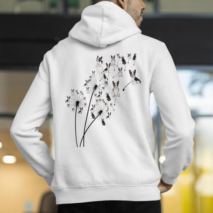 Dandelion Boston Terrier Flower Floral Bostie Tree Men's Hoodie Back Print, funny gift