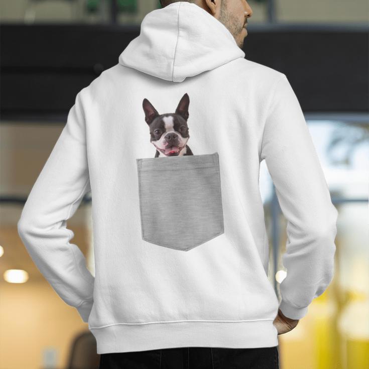 Dog In Your Pocket Boston Terrier For Men Women Girls Kids Men's Hoodie Back Print, funny gift