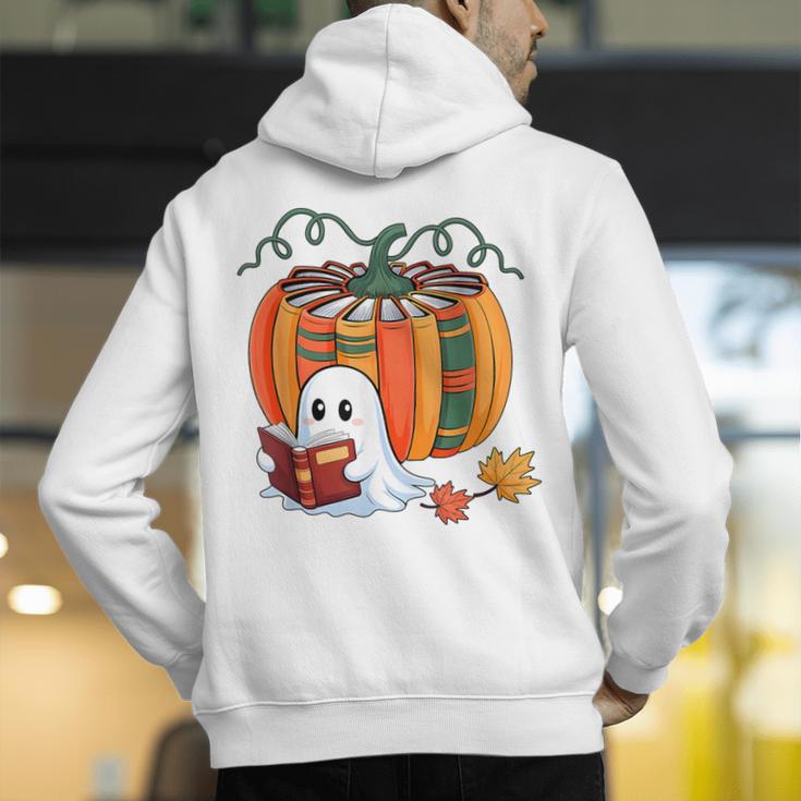 Fall Book Pumpkin Books Ghost Reading Halloween Teacher Men's Hoodie Back Print, funny gift Fall Book Pumpkin Books Ghost Reading Halloween Teacher Men's Hoodie Back Print, funny gift