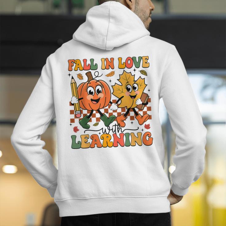Fall In Love With Learning Thanksgiving Teacher Student Men's Hoodie Back Print, funny gift Fall In Love With Learning Thanksgiving Teacher Student Men's Hoodie Back Print, funny gift
