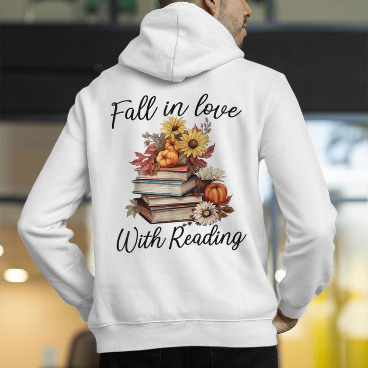 Fall In Love With Reading Book Autumn Teachers Pumpkins Men's Hoodie Back Print, funny gift