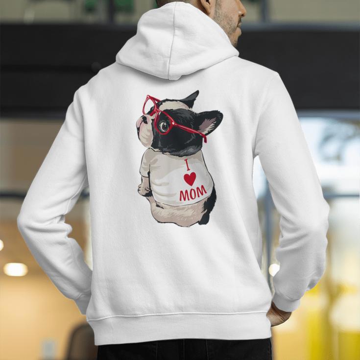 Girls I Heart Mom Love Mama Boston Terrier Dog Lover Men's Hoodie Back Print, Boston Terrier Mom Hoodies, funny gift