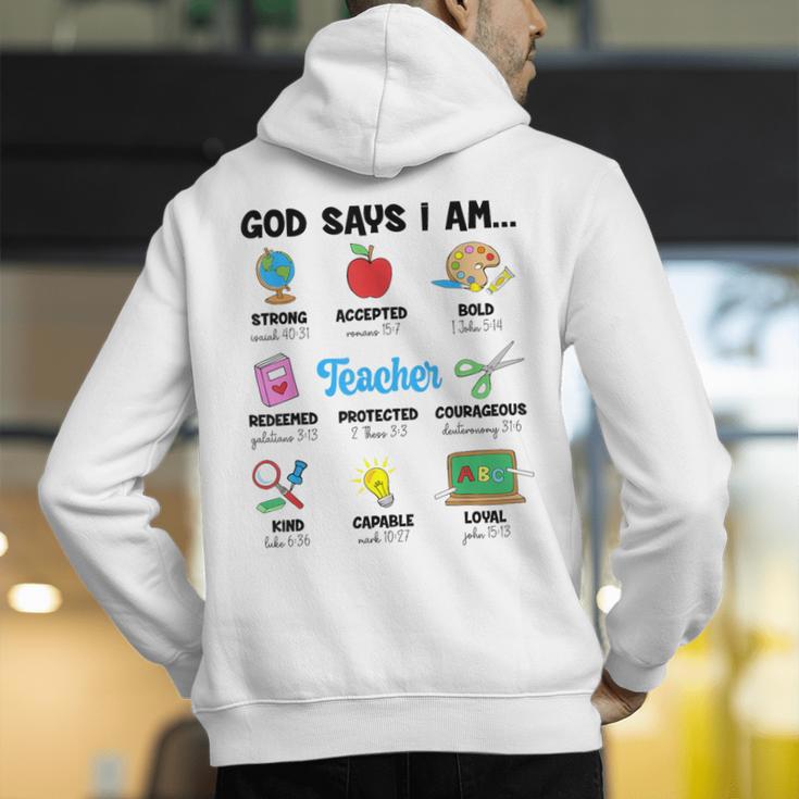 God Says Im Teacher Christian Back To School Religious Men's Hoodie Back Print, funny gift God Says Im Teacher Christian Back To School Religious Men's Hoodie Back Print, funny gift