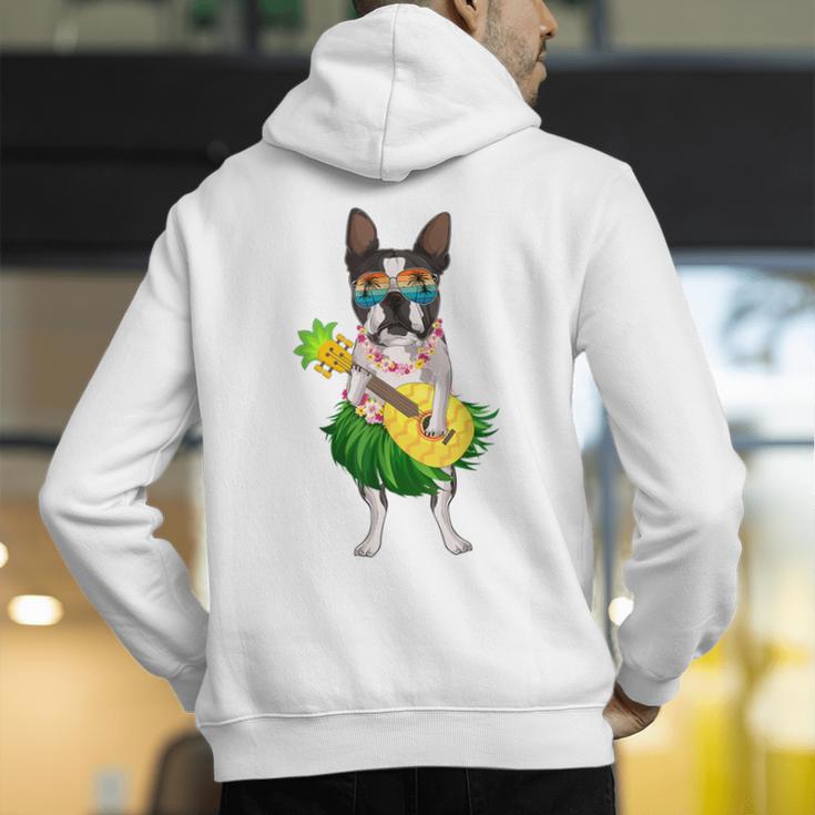 Hawaiian Boston Terrier Dog Pineapple Ukulele Summer For Men Women Girls Kids Men's Hoodie Back Print, funny gift