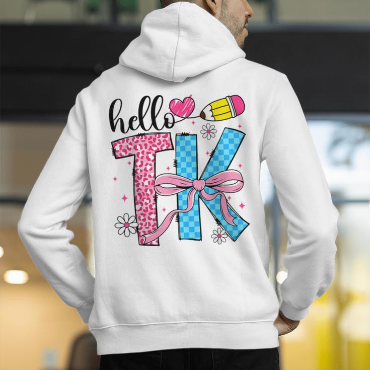 Hello TK Transitional Kindergarten Back To School Teacher Men's Hoodie Back Print, funny gift