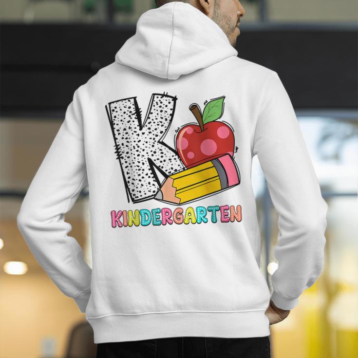 K Is For Kindergarten Teacher Pencil Apple Back To School Men's Hoodie Back Print, funny gift