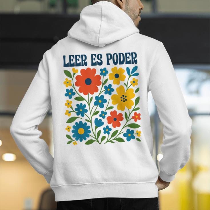 Leer Es Poder Cute Floral Boho Spanish Teacher Reading Men's Hoodie Back Print, funny gift Leer Es Poder Cute Floral Boho Spanish Teacher Reading Men's Hoodie Back Print, funny gift