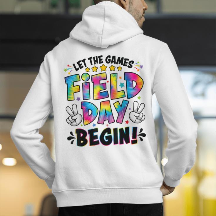 Let The Games Field Day Begin Tie Dye Adults Teacher Kids Men's Hoodie Back Print, funny gift Let The Games Field Day Begin Tie Dye Adults Teacher Kids Men's Hoodie Back Print, funny gift