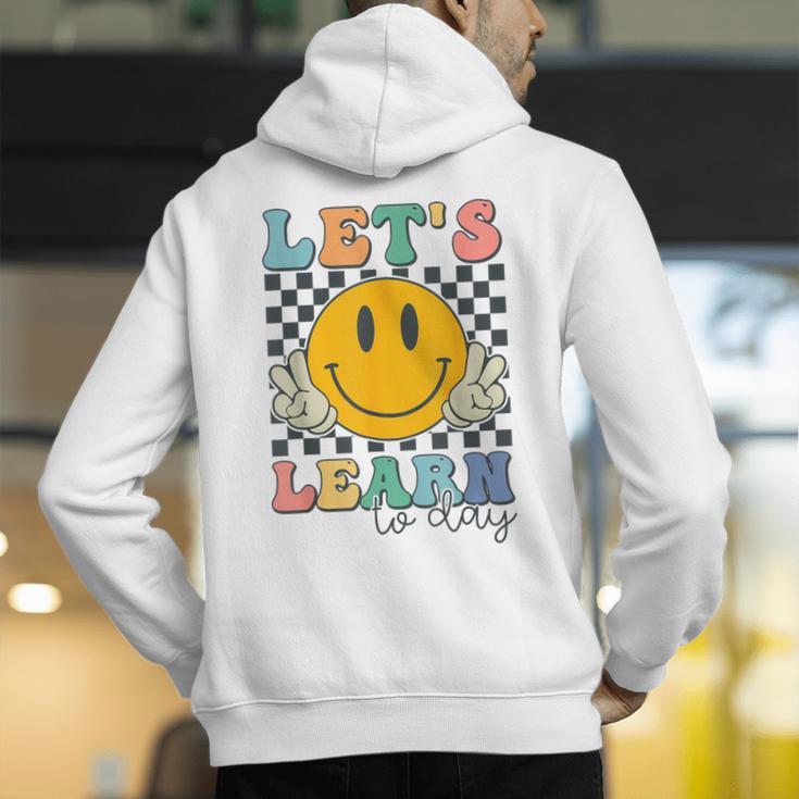 Let's Learn Today Smile Face Back To School For Teacher Kids Men's Hoodie Back Print, funny gift
