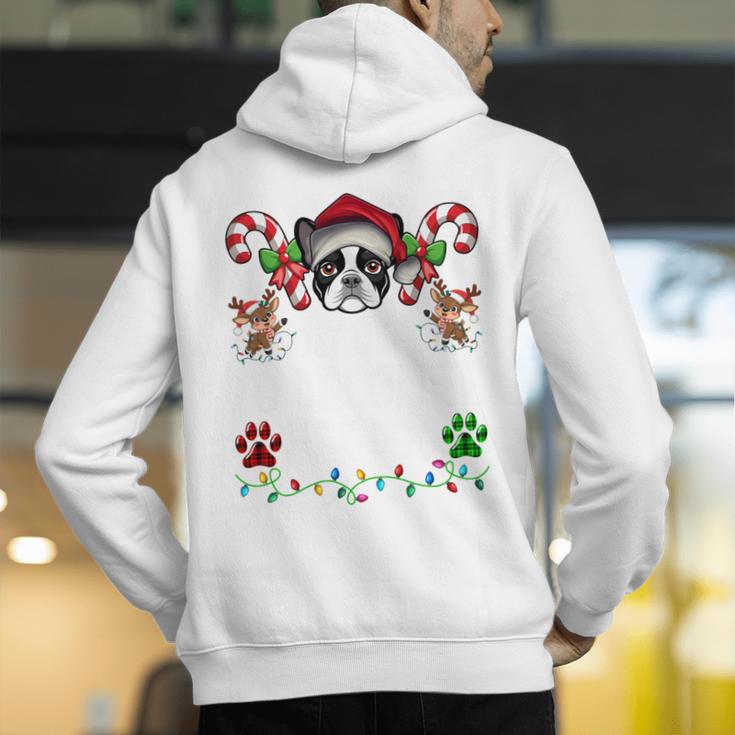 Most Likely Decorate Her Boston Terrier Dog Ugly Christmas Men's Hoodie Back Print, Boston Terrier Christmas Hoodies, funny gift