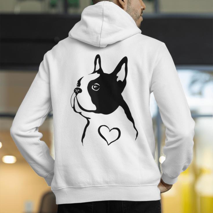 I Love My Boston Terrier Dog With Heart Men's Hoodie Back Print, funny gift