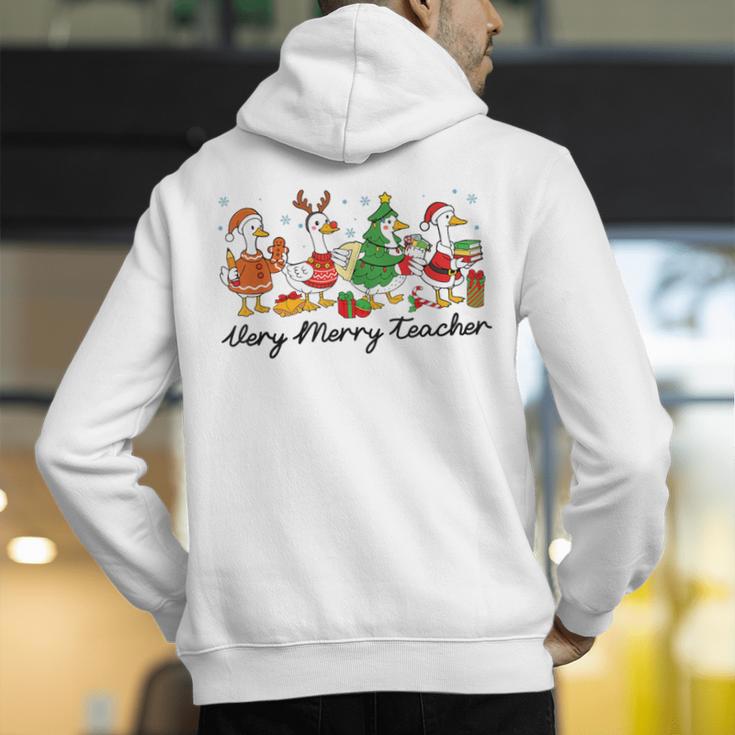Very Merry Teacher Christmas Goose Silly Holiday Party Men's Hoodie Back Print, funny gift