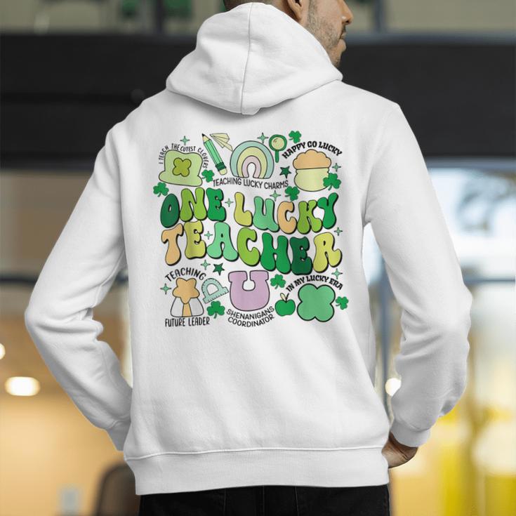 One Lucky Teacher St Patrick's Day Irish Teacher Lucky Era Men's Hoodie Back Print, funny gift